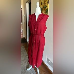 Beautiful red sleeveless linen dress with lining.